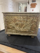 Vintage brass coal/wood box