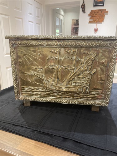 Vintage brass coal - /wood, box