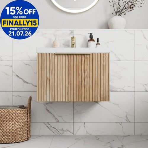 Fluted 600mm bathroom vanity - fluted,