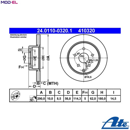 Brake disc 0110 0320 - brake, 24.0110-0320.1