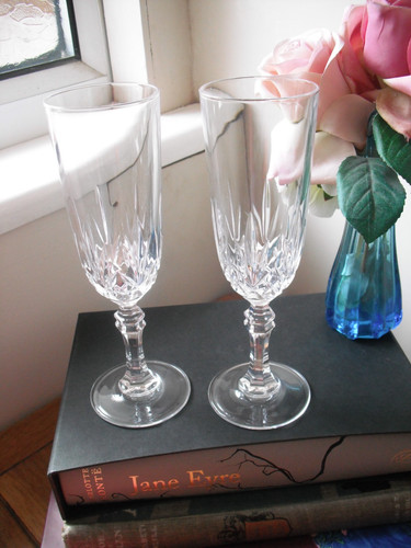 Pair pretty lead crystal - of,