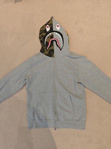Bape shark hoodie grey - hoodie, and