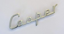 BMC Austin Cooper Classic Mini Chrome "Cooper" Script Badge, BMC part; 24A23