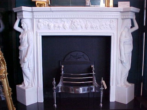 Athens white marble fireplace - white,