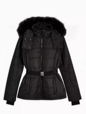 Topshop SNO Ladies Ski Jacket Black UK Size 8 Removable Hood Excellent Condition