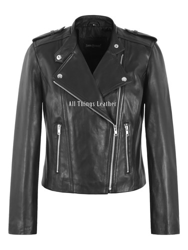 Ladies racer leather jacket - ladies,