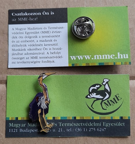 Mme purple heron charity pin - heron,