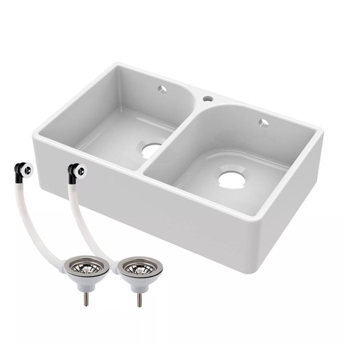 Double bowl fireclay ceramic - bowl,