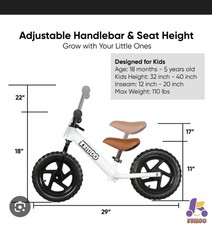 KRIDDO Toddler Balance Bike 12 Inch, Ages 18 Months to 5 Years Old