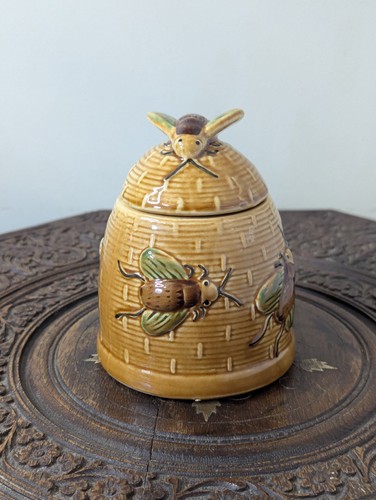 Vintage ceramic honey pot bees - pot,