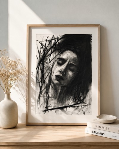 Original charcoal portrait - original,