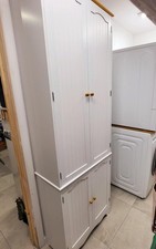 Tall Kitchen Storage Cupboard Cabinet Pantry Larder Organizer Freestanding White