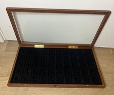 Danbury Mint Wood & Glass Display Cabinet- Wall Mounted- Badges/Coins- Holds x50