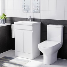 Nes Home Alaska 500mm White Basin Vanity & Rimless Close Coupled toilet