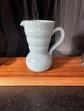 Vintage Lovatts Blue Ribbed Stoneware Art Deco Medium Jug Vase pitcher- Vintage 