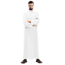 Mens JUBBA SAUDI THOBE Dishdash Arab Muslim Long Sleeve Omani Cotton Hajj Umrah