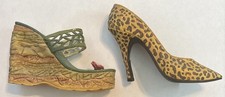 Vintage Just the Right Shoe by Raine Collectible Earth and Leopard Stiletto