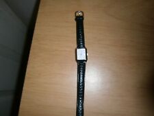 Black leather womens quartz