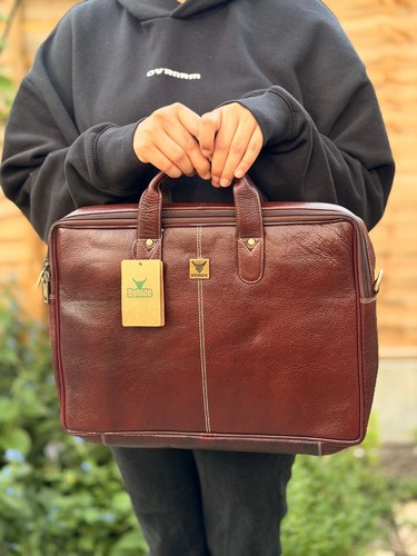 Vintage brown genuine - genuine, leather