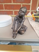 Vintage Cold Cast Bronze Resin Ballerina Sitting Figurine.