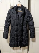 Eddie Bauer Women's WARM Down Hooded Parka Winter Coat, Zip & Snap, Black, Small