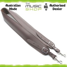 Aust Made DSL 2.5" Saddle Brown Leather Banjo Strap with Clip - BANJO-17-CLIP