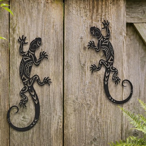 Metal gecko wall decor - metal,