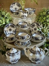 Copeland Late Spode Childs Tea Set for SIX! Rare Antique: Teapot etc c1847-1867
