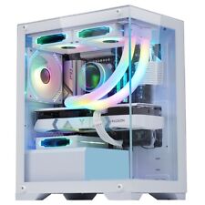 CiT Range White MATX Gaming Tower PC Case with Tempered Glass Panels 3 LED Fans