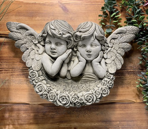 Stone garden twin cherub with - twin,