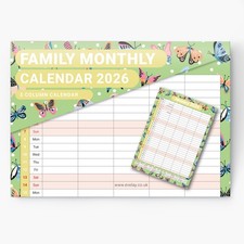 2026 Calendar Wall Monthly Planner Staff Rota Family Organiser Butterflies