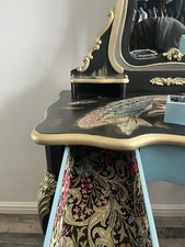 Gorgeous hand painted decoupaged dressing table and stool, William Morris design