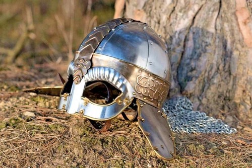 Viking steel helmet - steel, antique