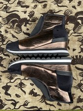 Gioseppo Sport Chic Womens UK6 Black Gold Hi Top Sneaker Ankle Boots Trainers