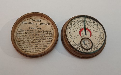 Antique wooden pocket compass - antique,