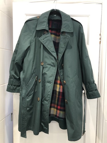 Vintage forest green trench - vintage,