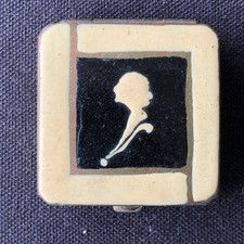 Divine Mini Enamel Powder Compact Vintage Art Deco Silhouette Collectible Rare