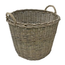 JVL Chunky Willow Log Basket - Grey Washed