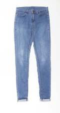 Topshop Womens Blue Cotton Blend Skinny Jeans Size W26 L32