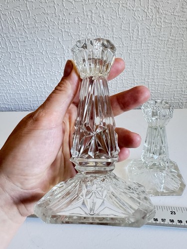 Pair vintage cut glass - of,