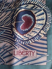 Liberty silk scarf - Hera in blue & Ivory on lilac background - New c/w box