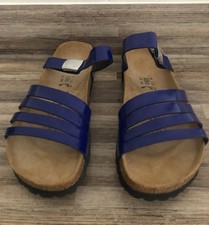 Birkenstock Betula patent strappy sandals, Colour: Blue Patent UK Size 5.5 BN