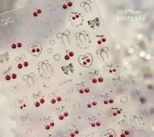 Nail Art Stickers BEAUTIFUL GOLD BOWS AND BUNCHES OF CHERRIES DH-922