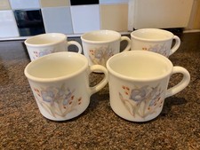 5 x Pyrex England blue iris