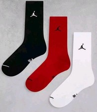 NIKE JORDAN JUMPMAN FLIGHT EVERYDAY DRI-FIT CREW SOCKS 3 PACK MULTI SIZE 5-8