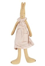 Vintage Maileg Bunny Rabbit With Pink White Checked Dress 19"