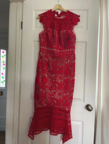 Lipsy size red lace bodycon - lipsy,