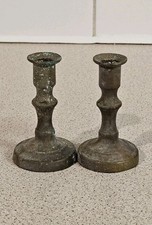 Pair of Small Early 20th Century Brass Candlesticks 7.5cm Tall