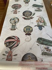 Vintage French Inaltera Hot Air Balloons Print Wallpaper x 2 Rolls