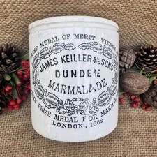 Antique James Keiller Dundee Marmalade Pot Victorian Stoneware Jar 1862 Fat 1LB